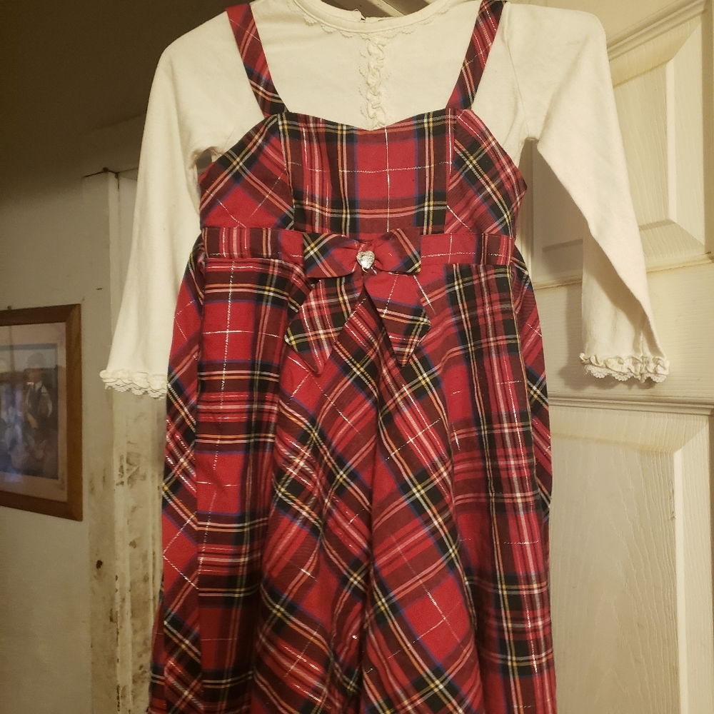 Little girls red plaid dress